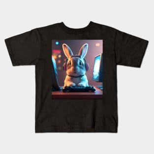 Cute gamer rabbit Kids T-Shirt